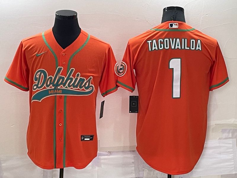 Men Miami Dolphins #1 Tagovailoa Orange Nike Co branded Jersey